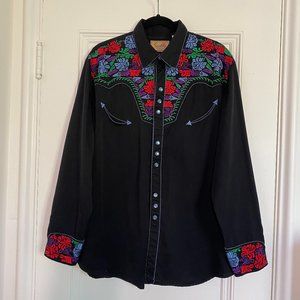 Scully Men's Vintage Embroidery Western Shirt Size Large